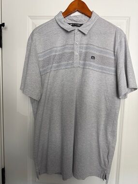 Travis Mathew Short-Sleeved Polo, Light Gray, XL
